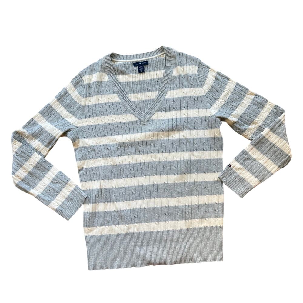 Tommy Hilfiger Cable Knit Sweater Women SZ XL Classic Preppy Casual Academia